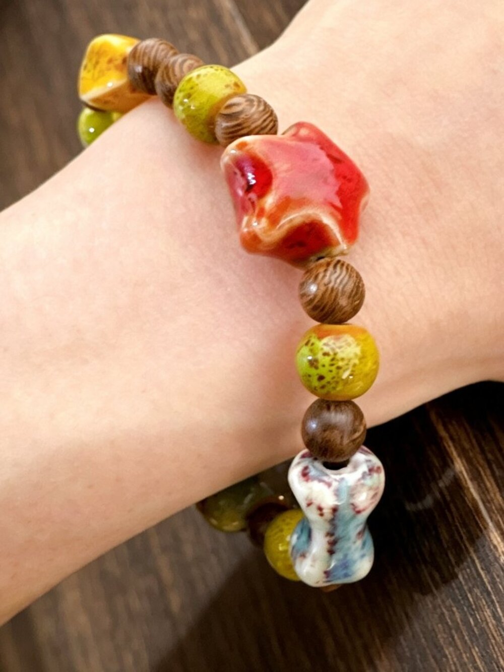 Heart & Sea Ceramic Star Bone Wooden Bead Bracelet Unisex